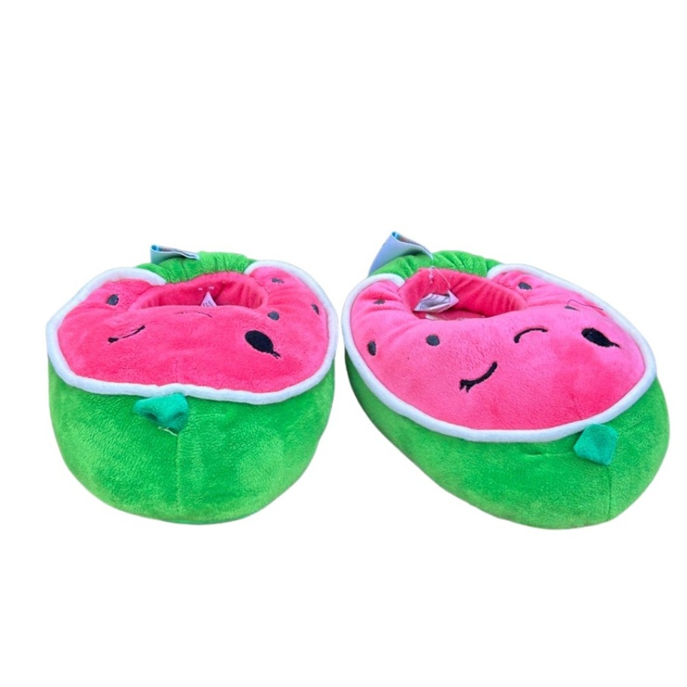 Squishmallows Wanda Watermelon Plush Slippers Pink/Green‎ Girls 7-8 - Picture 3 of 6